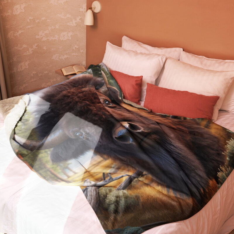 Bison Sherpa Blanket, Monarch of the Plains - Image 2