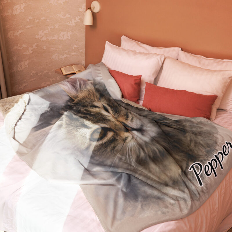 Personalised Cat Photo Sherpa Blanket - Image 2