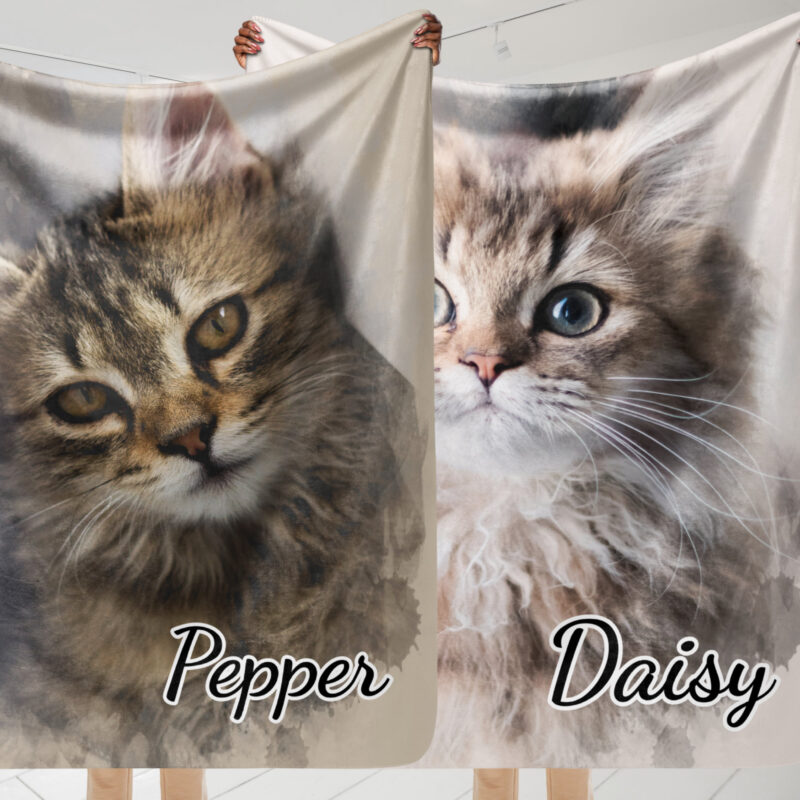 Personalised Cat Photo Sherpa Blanket - Image 3