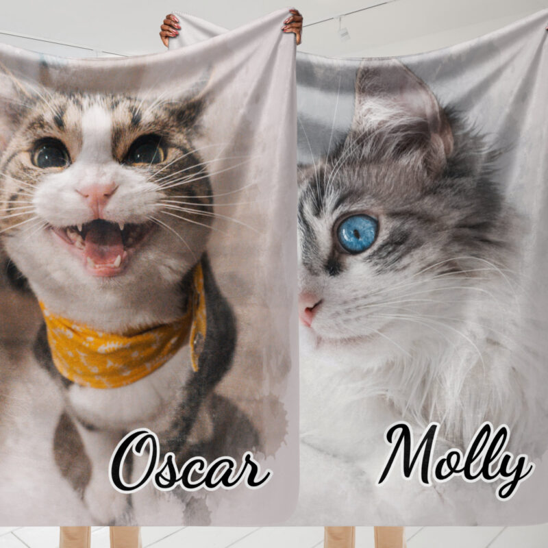 Personalised Cat Photo Sherpa Blanket - Image 4