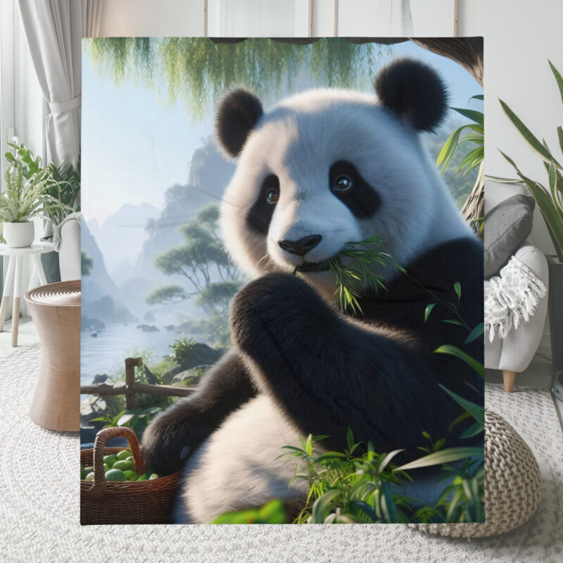 Panda Throw Blanket, Tranquil Morning - Image 3