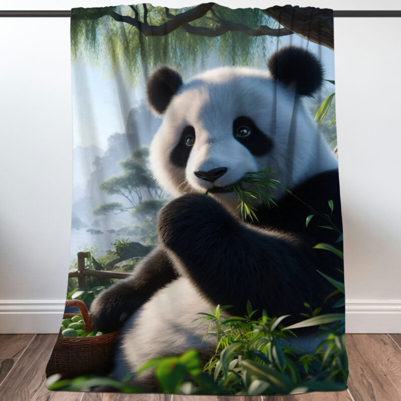 Panda Throw Blanket, Tranquil Morning