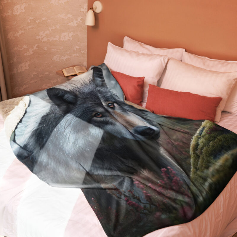 Wolf Sherpa Blanket, Forest Predator - Image 2