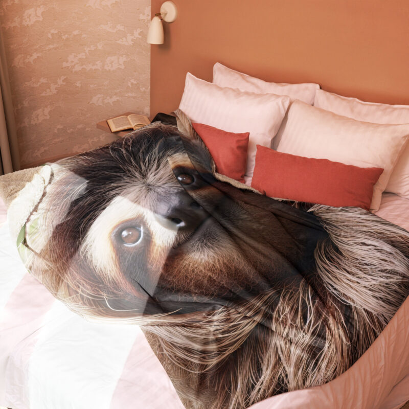 Sloth Sherpa Blanket, Happy Going Nowhere - Image 2