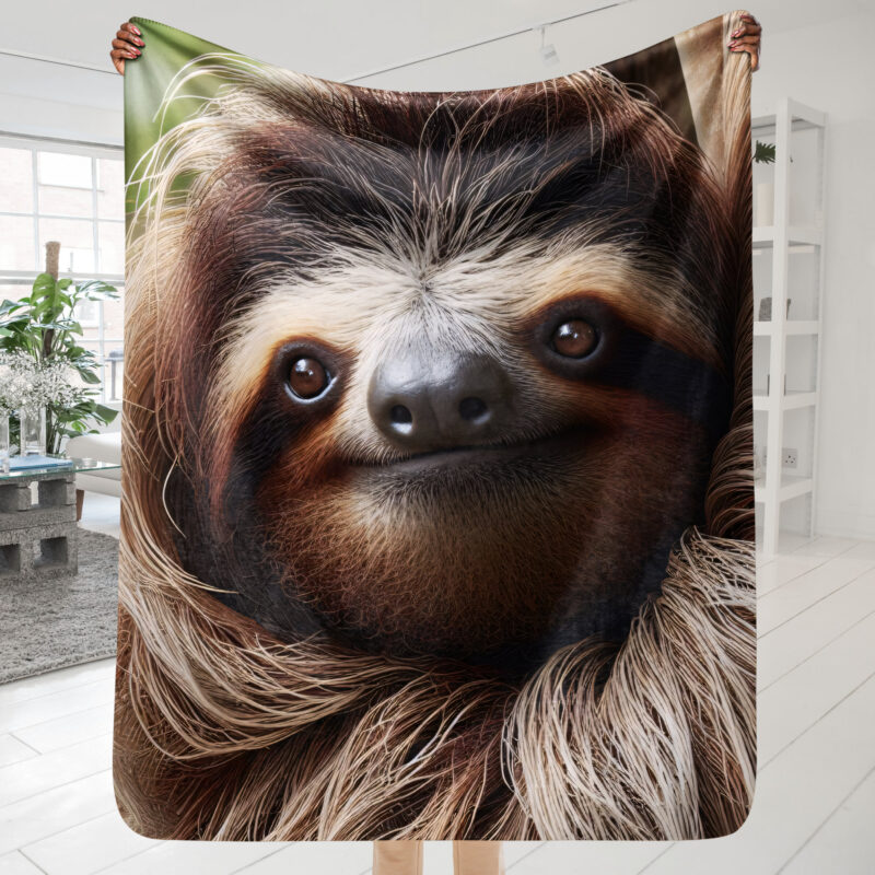 Sloth Sherpa Blanket, Happy Going Nowhere