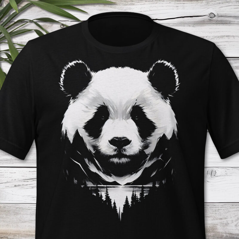 Panda T-shirt, Monochrome Silhouette