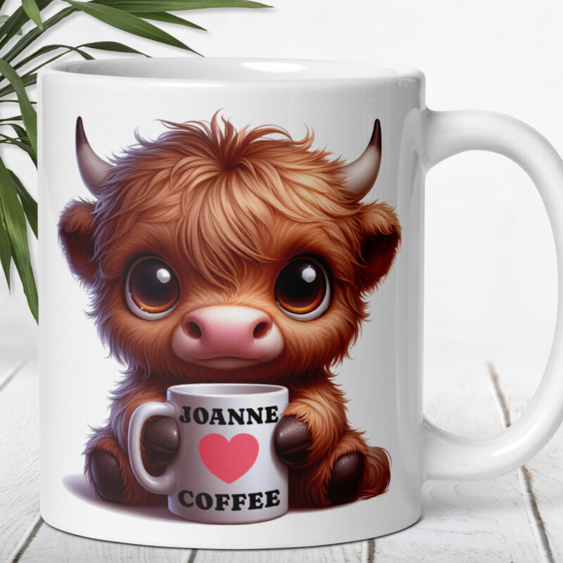 Personalised Cute Highland Cow Mug