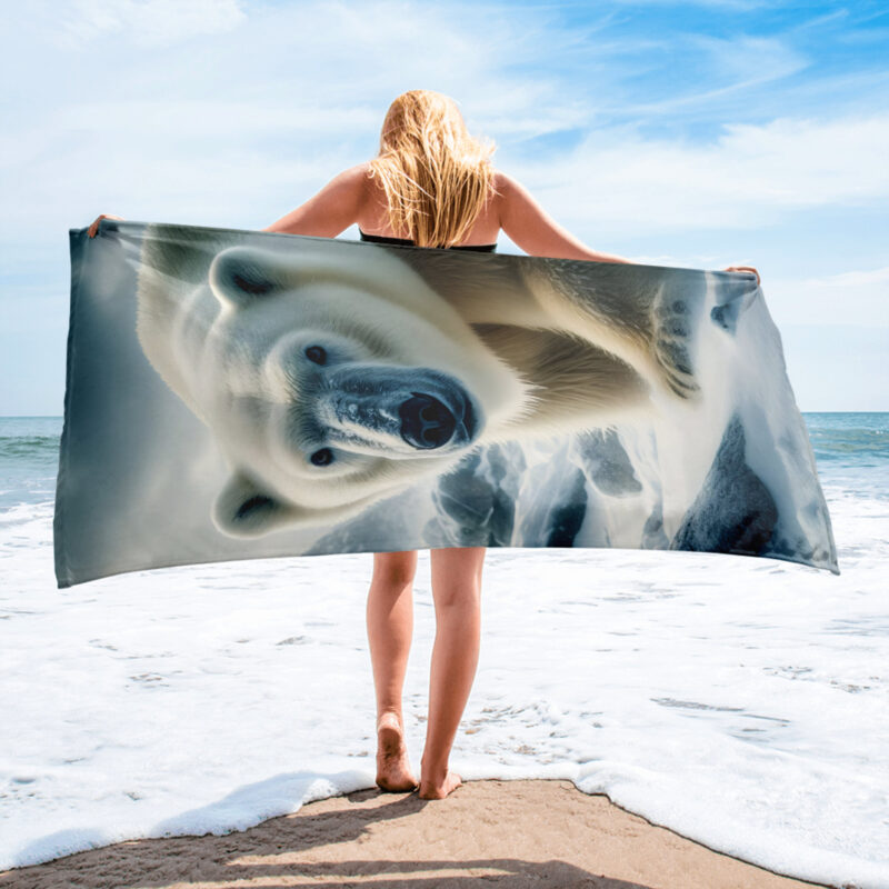 Polar Bear Beach/Bath Towel, Arctic Guardian - Image 2