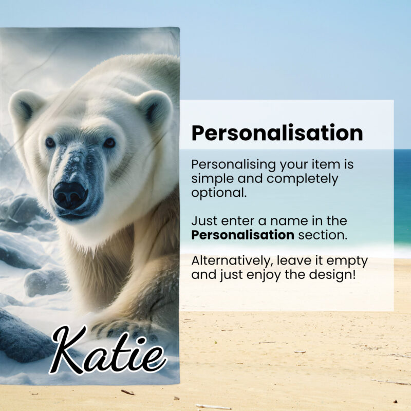 Polar Bear Beach/Bath Towel, Arctic Guardian - Image 3