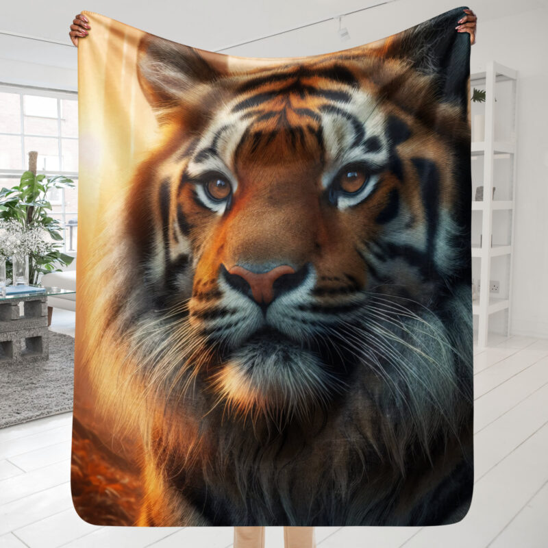 Tiger Sherpa Blanket, Majestic Dawn