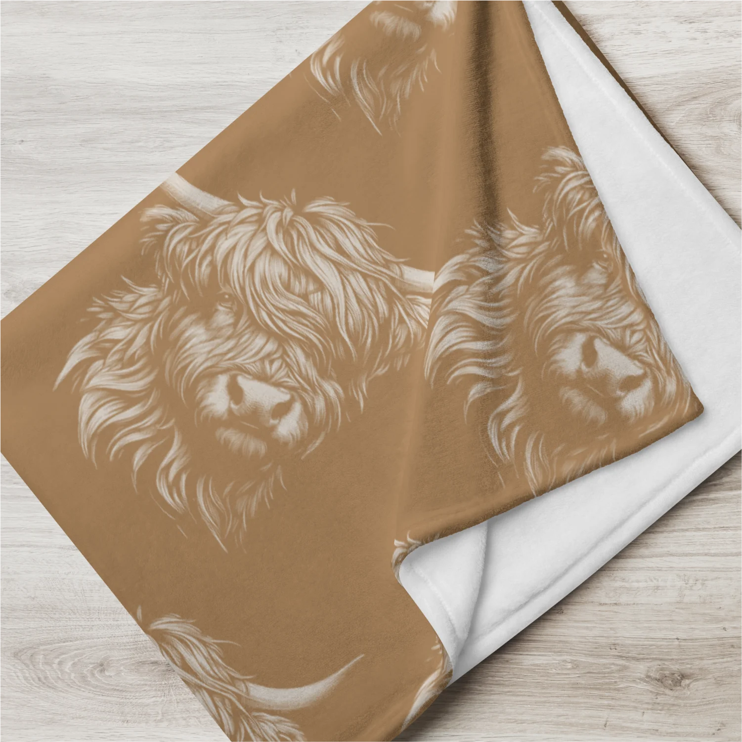 Highland Cow Throw Blanket, Monochrome Pattern - Image 4