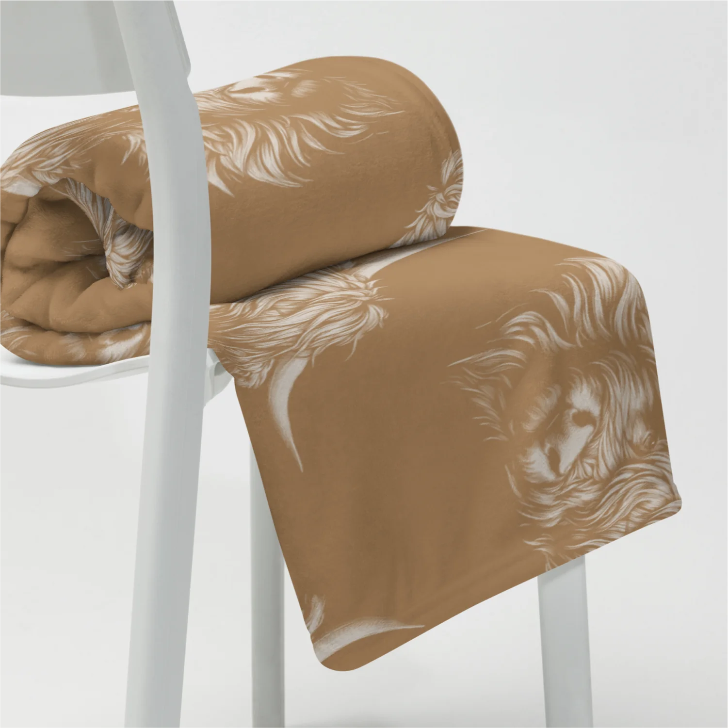 Highland Cow Throw Blanket, Monochrome Pattern - Image 3